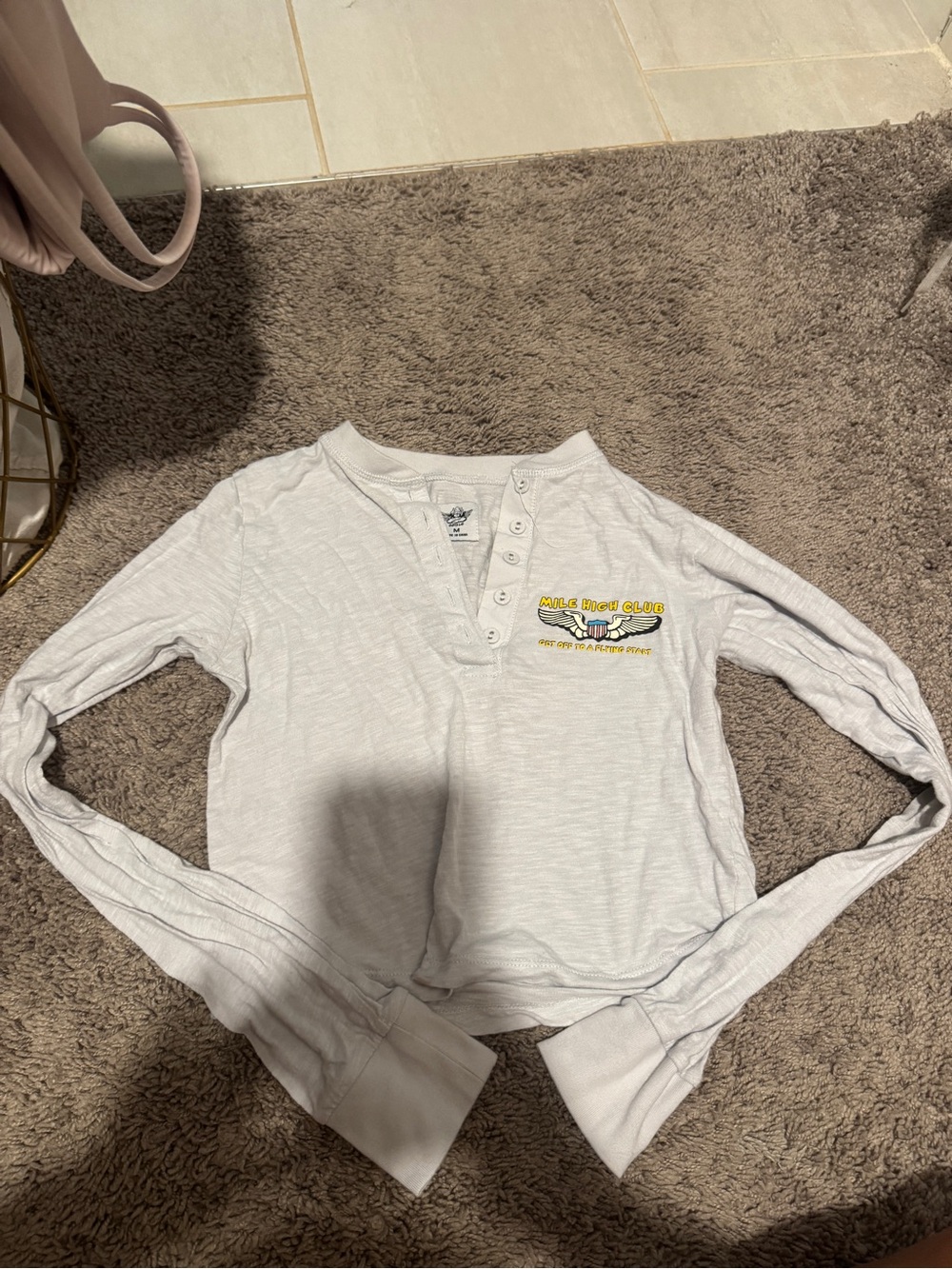 Boys Lie cropped Long Sleeve Henley Tee with Yellow Graphic